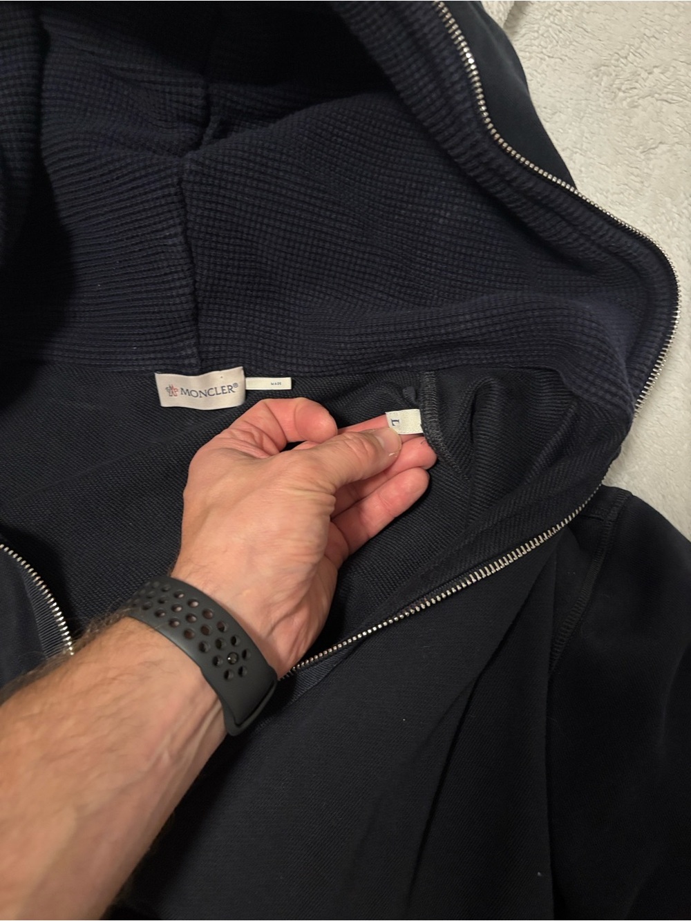 Moncler Men's Dark Navy Full-Zip Hooded Sweater